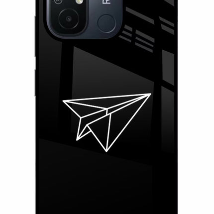 Paper Plane White Redmi 12C Glass Case