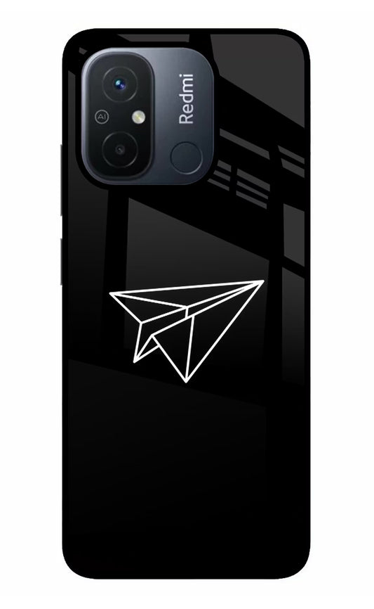 Paper Plane White Redmi 12C Glass Case