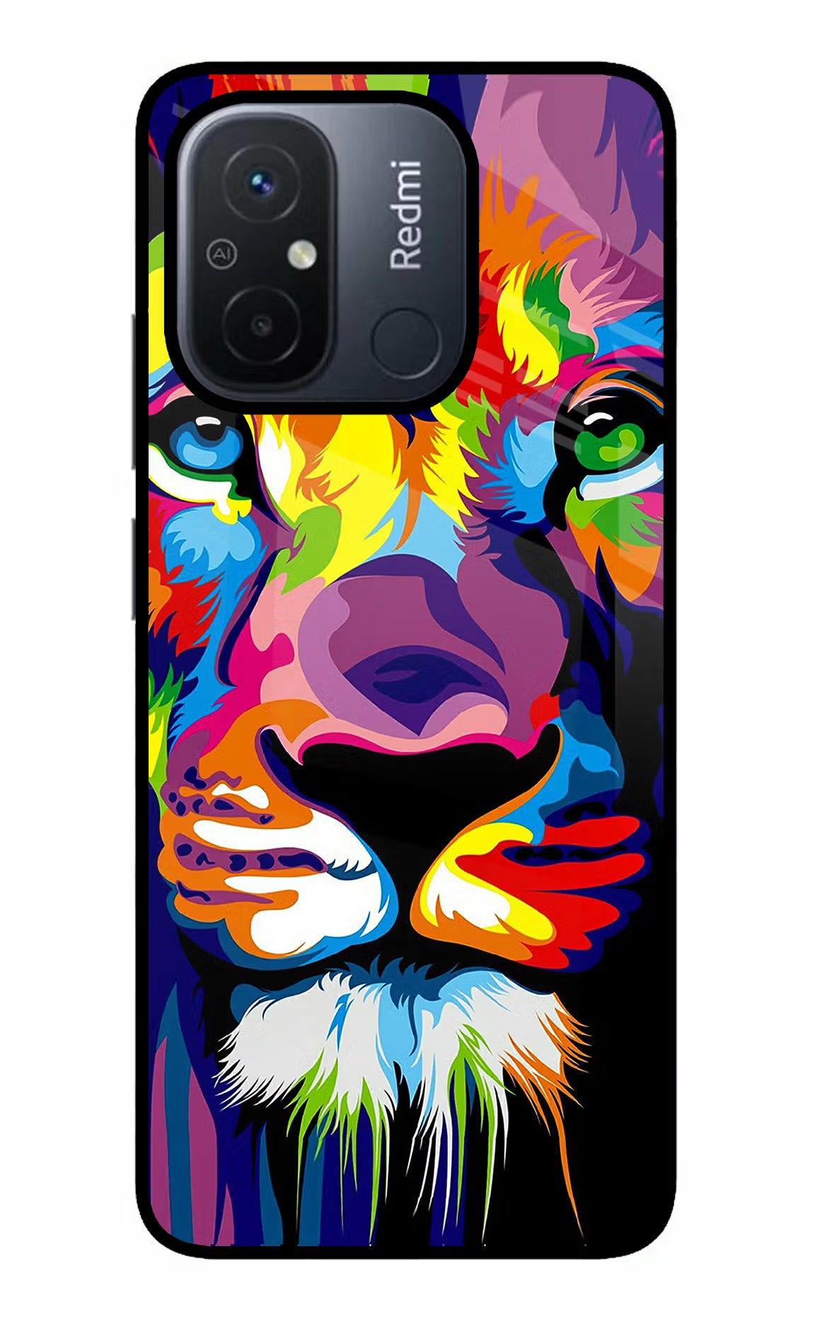 Lion Redmi 12C Glass Case Back Cover by Casekaro