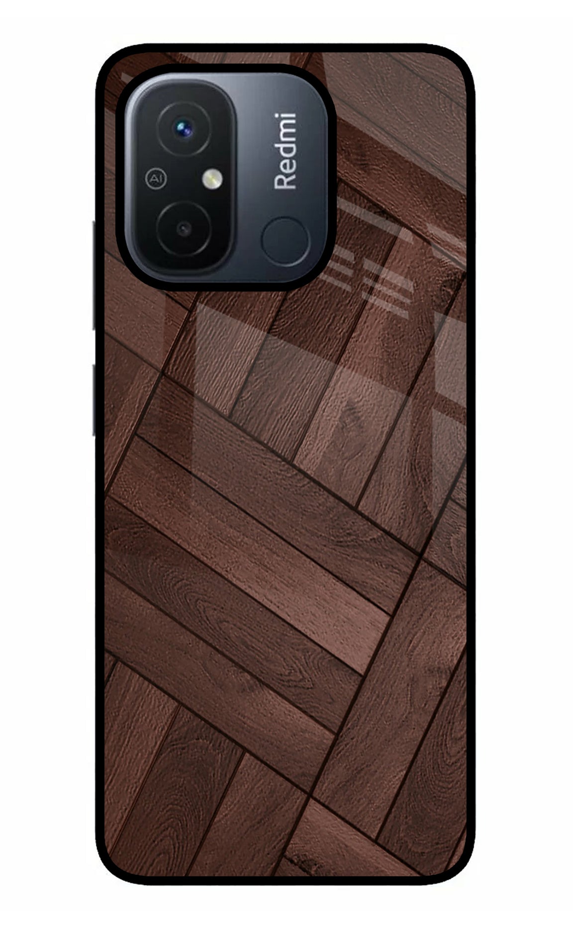 Wooden Texture Design Redmi 12C Glass Case