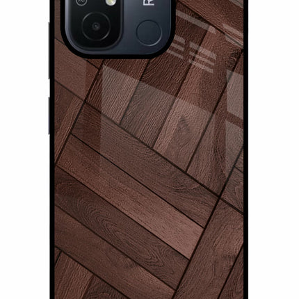 Wooden Texture Design Redmi 12C Glass Case