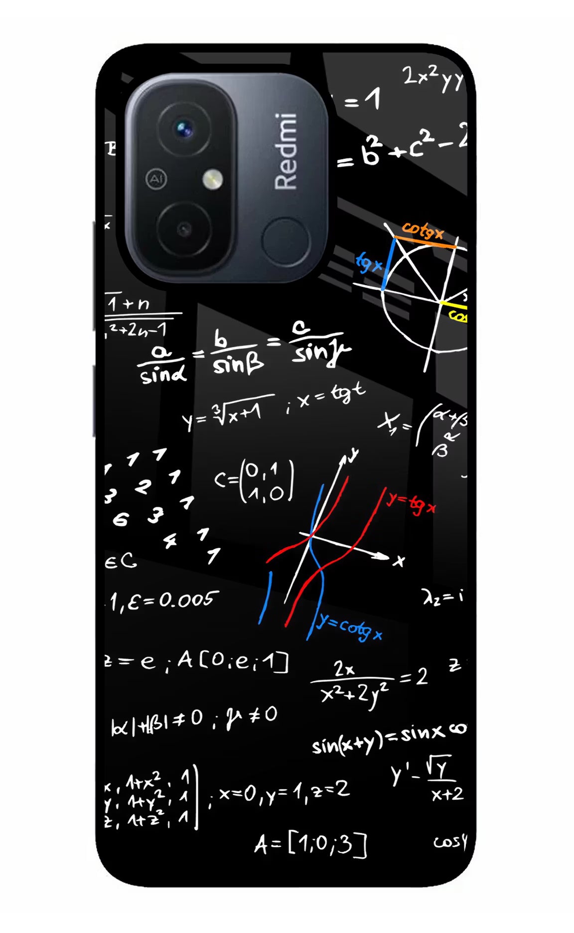 Mathematics Formula Redmi 12C Glass Case Back Cover by Casekaro