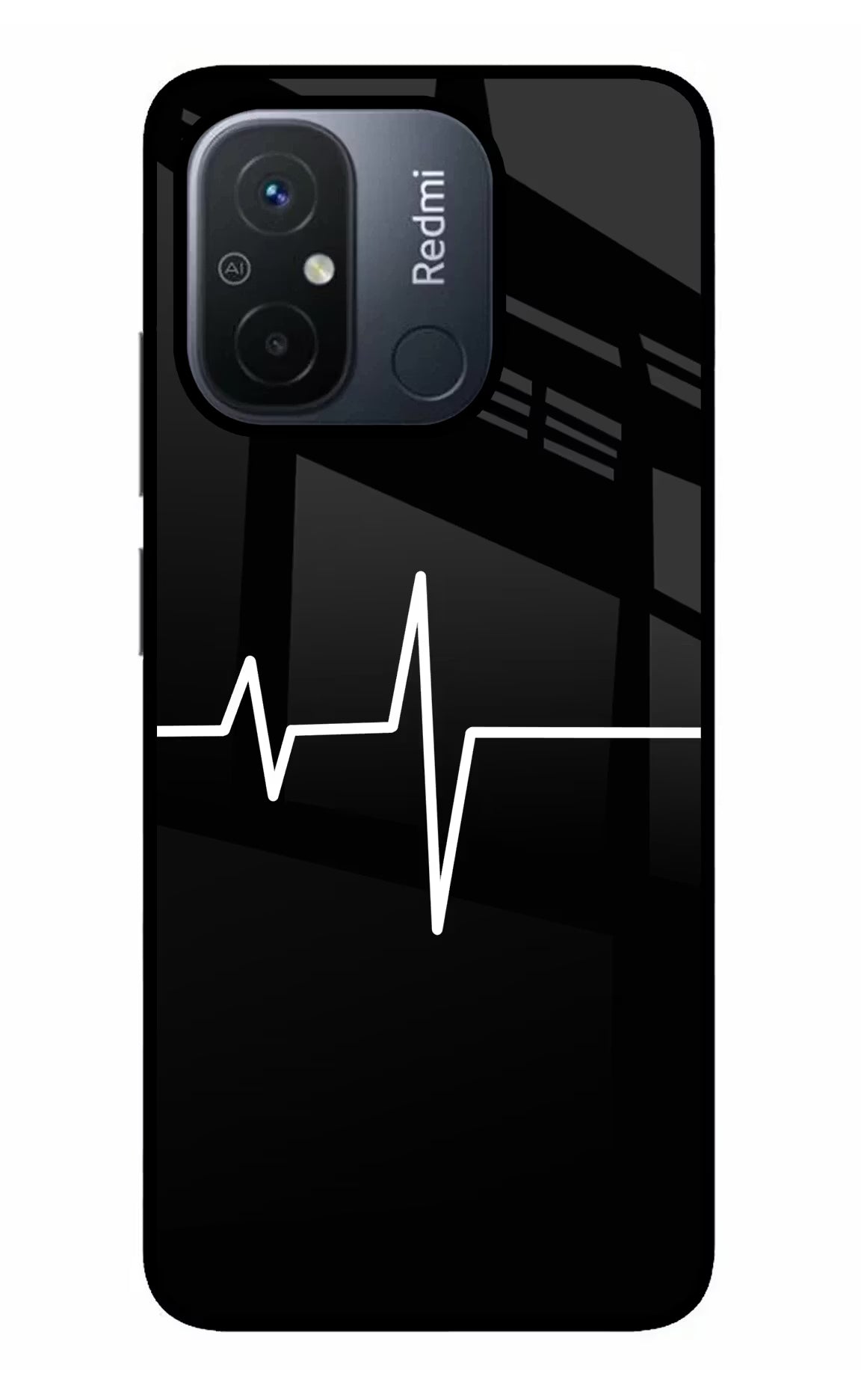Heart Beats Redmi 12C Glass Case Back Cover by Casekaro