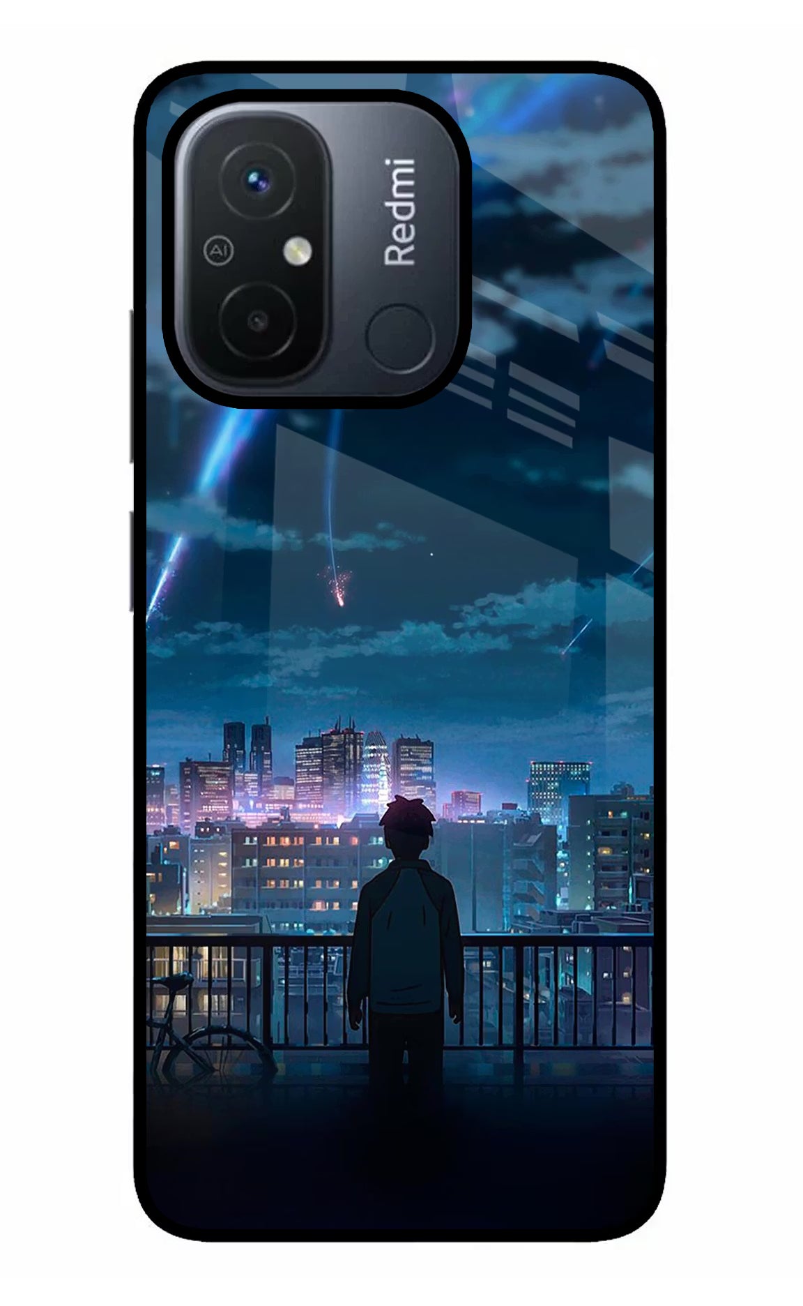 Anime Redmi 12C Glass Case Back Cover by Casekaro