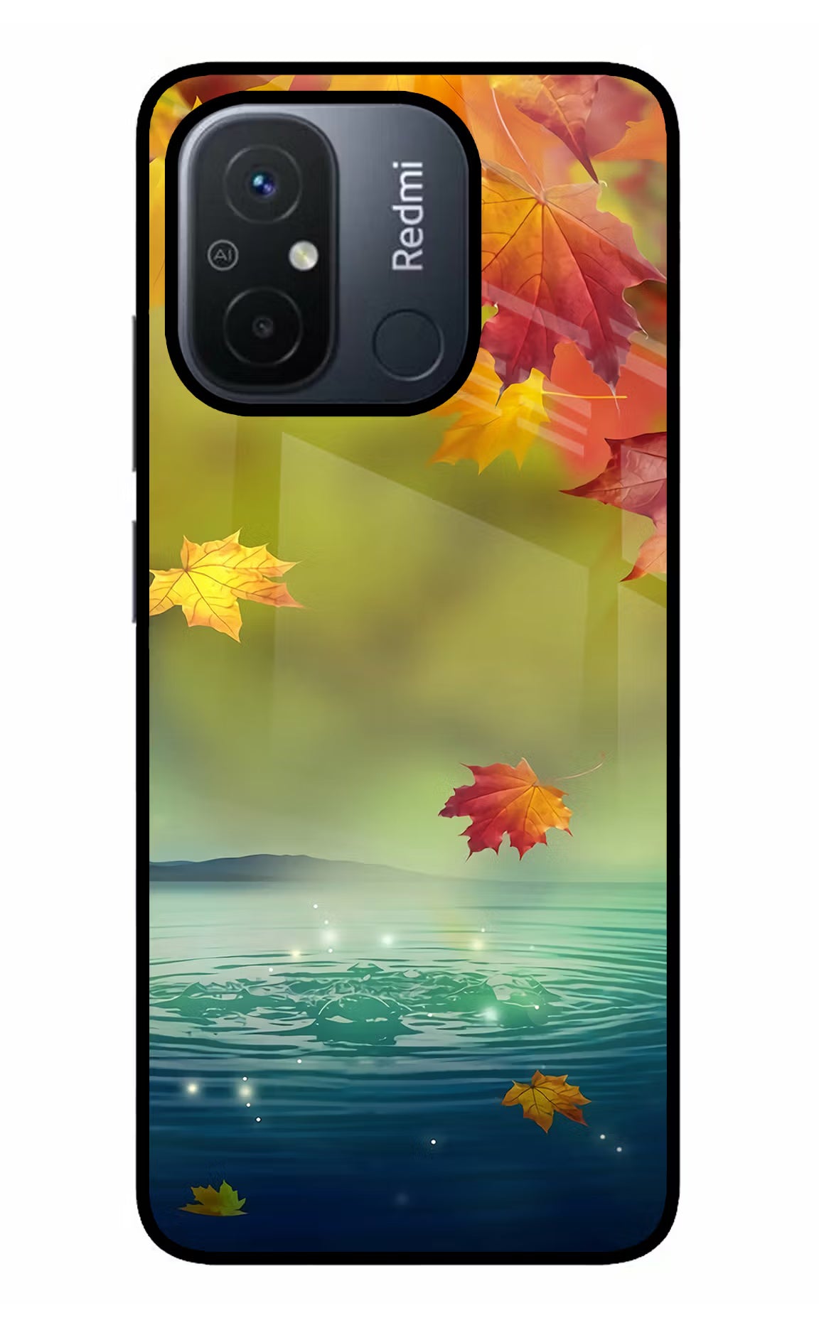 Flowers Redmi 12C Glass Case Back Cover by Casekaro