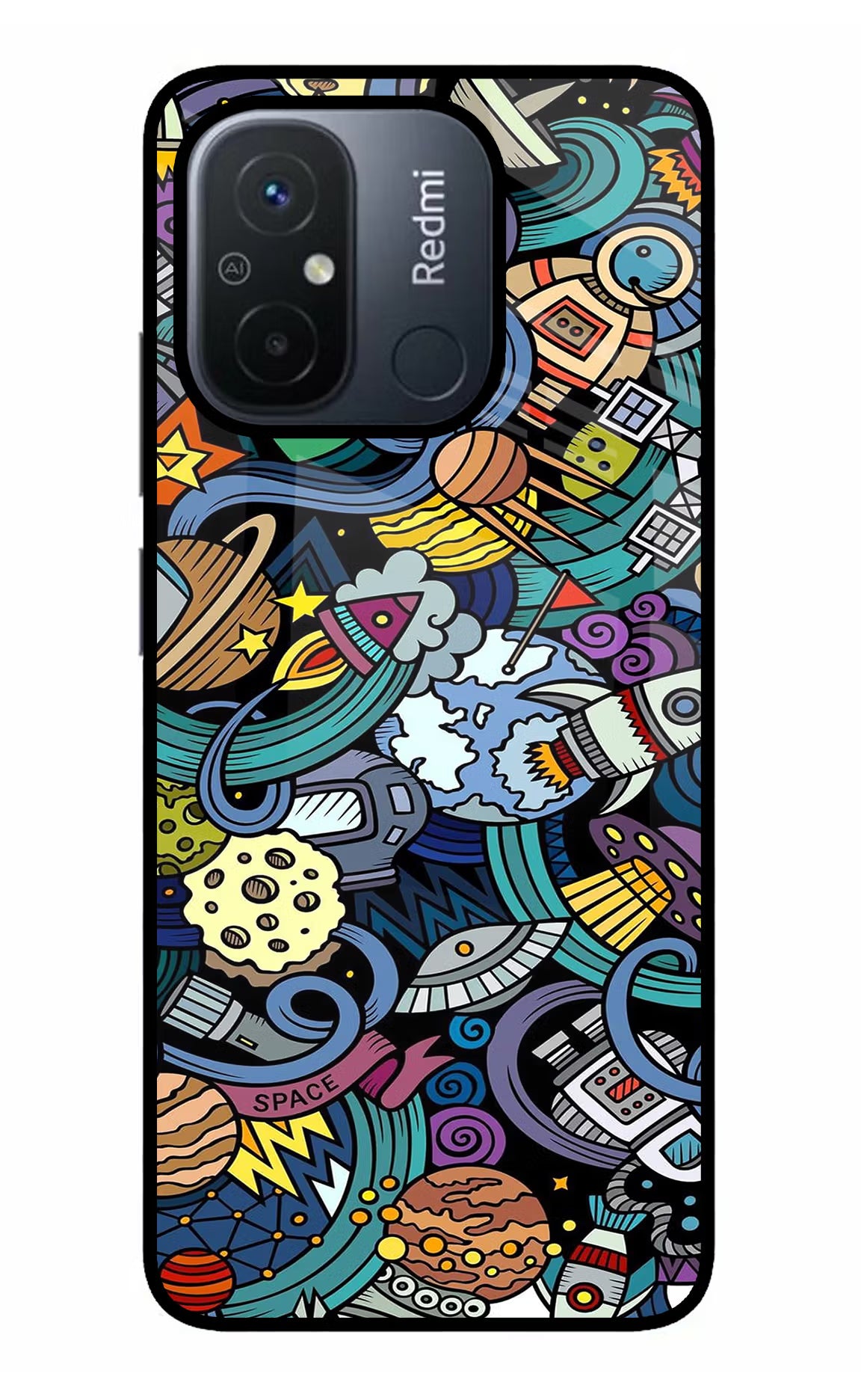 Space Abstract Redmi 12C Glass Case Back Cover by Casekaro
