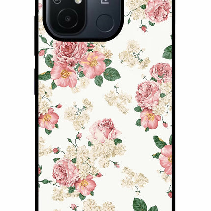 Flowers Redmi 12C Glass Case