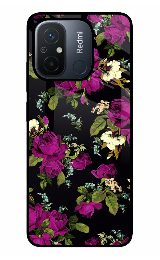 Flowers Redmi 12C Glass Case