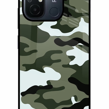 Camouflage Redmi 12C Glass Case