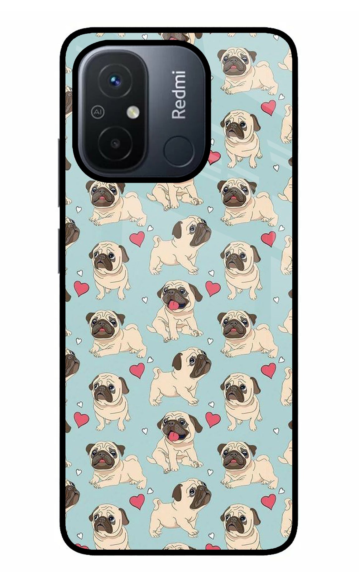 Pug Dog Redmi 12C Glass Case