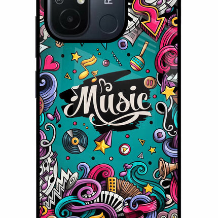 Music Graffiti Redmi 12C Glass Case