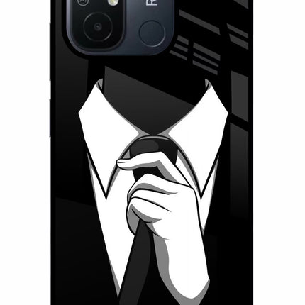 Black Tie Redmi 12C Glass Case