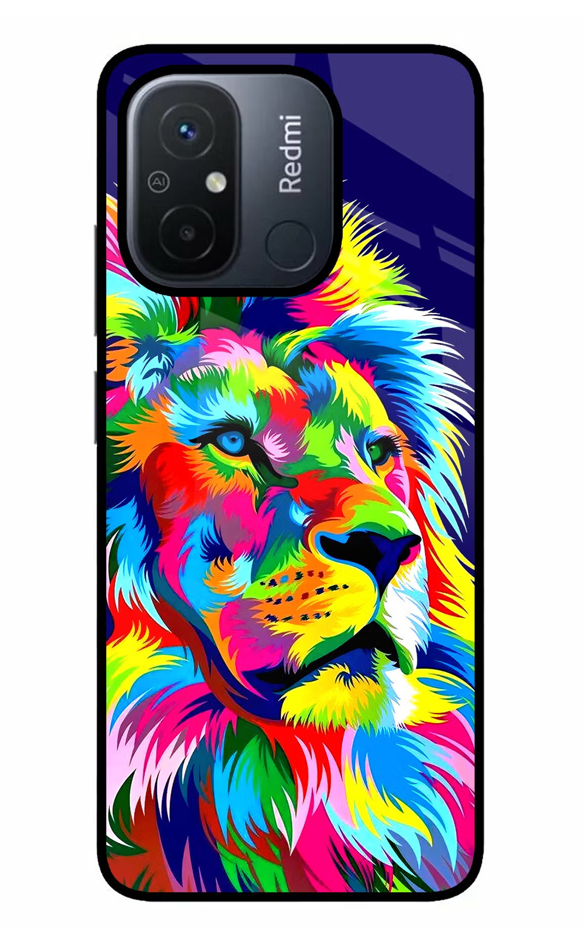 Vector Art Lion Redmi 12C Glass Case