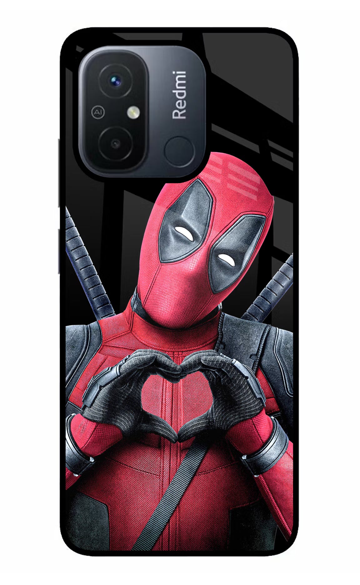 Deadpool Redmi 12C Glass Case Back Cover by Casekaro