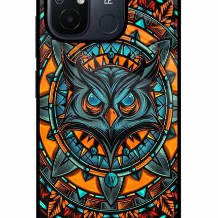Angry Owl Art Redmi 12C Glass Case