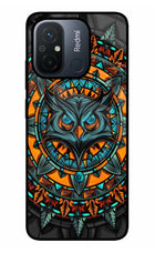 Angry Owl Art Redmi 12C Glass Case