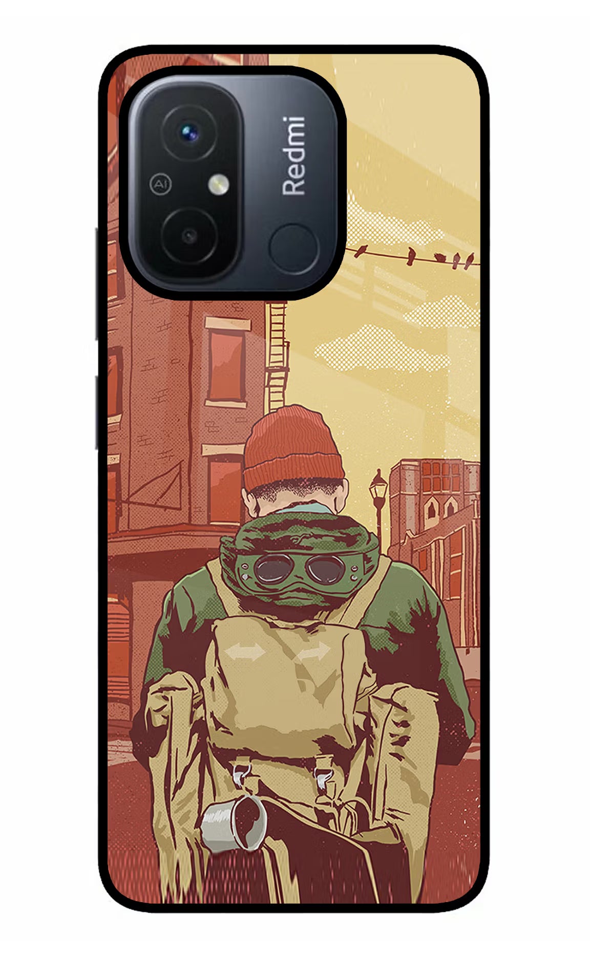 Adventurous Redmi 12C Glass Case Back Cover by Casekaro