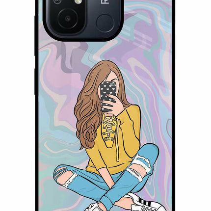 Selfie Girl Redmi 12C Glass Case