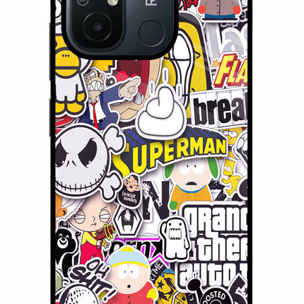 Sticker Bomb Redmi 12C Glass Case