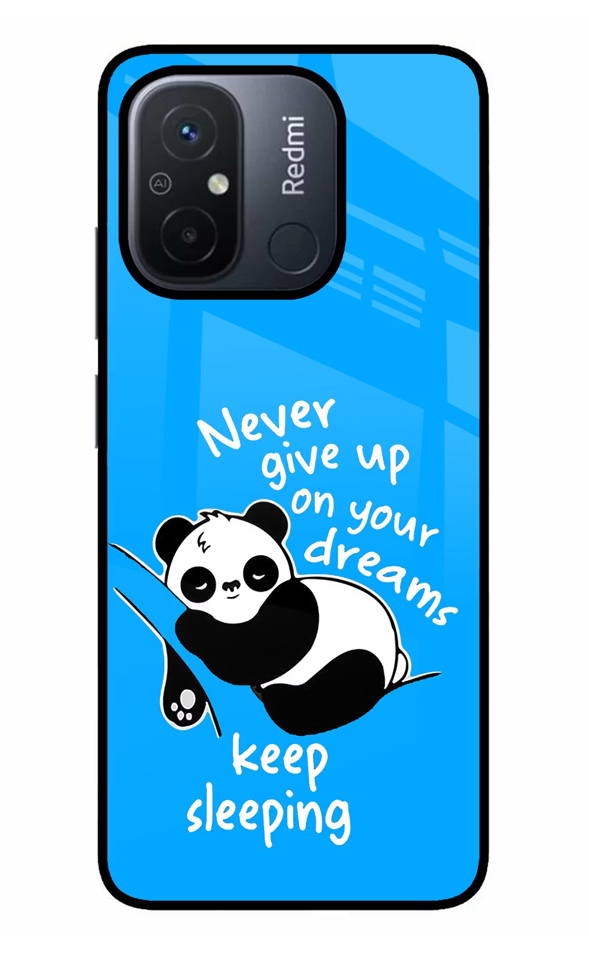 Keep Sleeping Redmi 12C Glass Case Back Cover by Casekaro