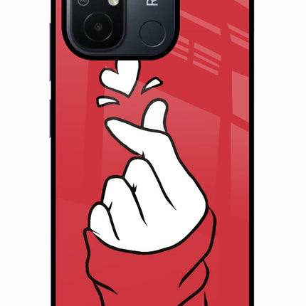Korean Love Sign Redmi 12C Glass Case