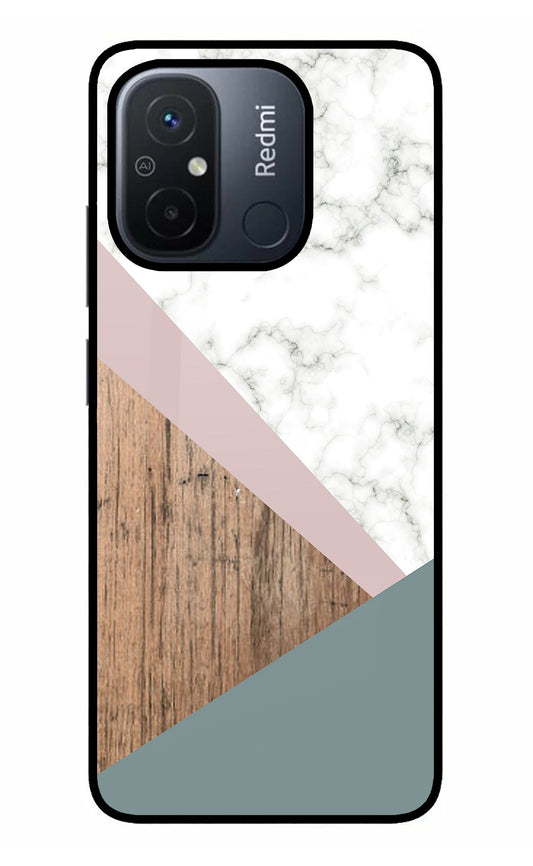 Marble wood Abstract Redmi 12C Glass Case