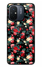 Rose Pattern Redmi 12C Glass Case
