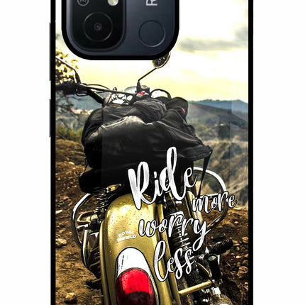 Ride More Worry Less Redmi 12C Glass Case