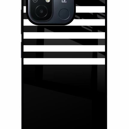 Black and White Print Redmi 12C Glass Case