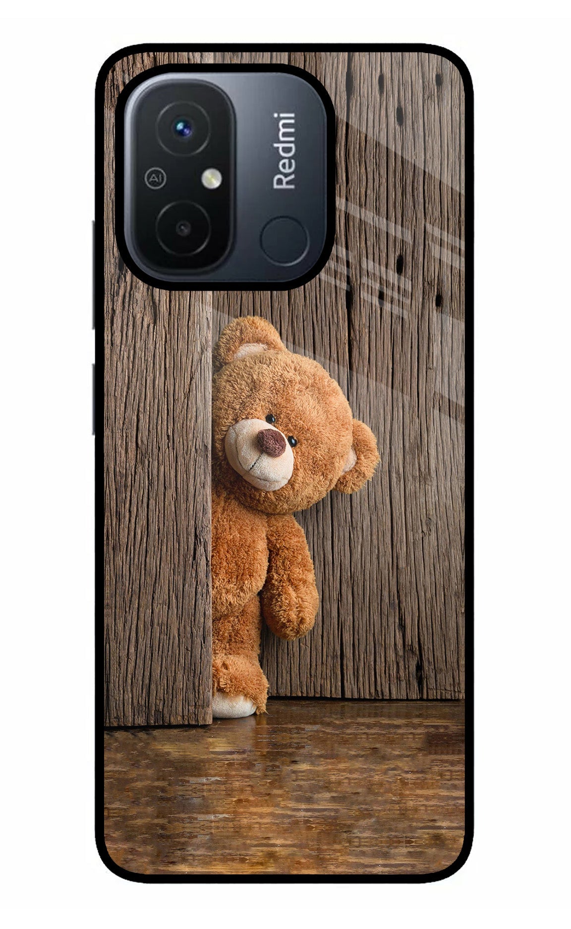 Teddy Wooden Redmi 12C Glass Case