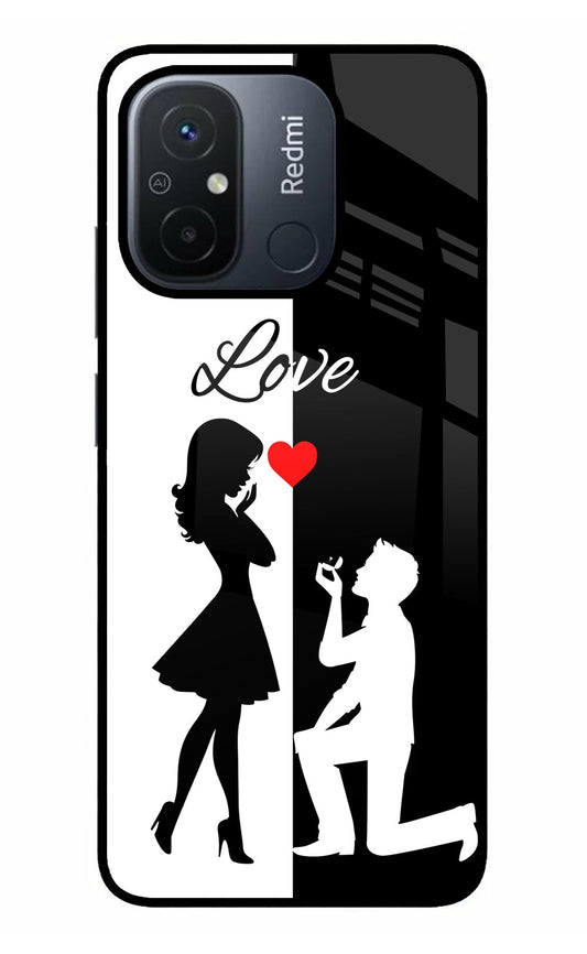 Love Propose Black And White Redmi 12C Glass Case