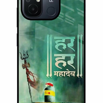 Har Har Mahadev Shivling Redmi 12C Glass Case