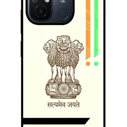 Satyamev Jayate Brown Logo Redmi 12C Glass Case