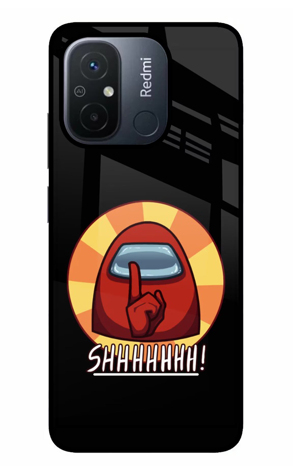 Among Us Shhh! Redmi 12C Glass Case Back Cover by Casekaro