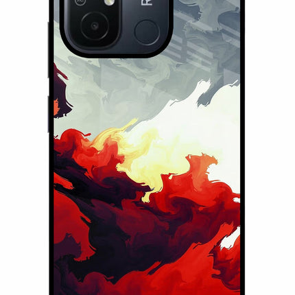 Fire Cloud Redmi 12C Glass Case