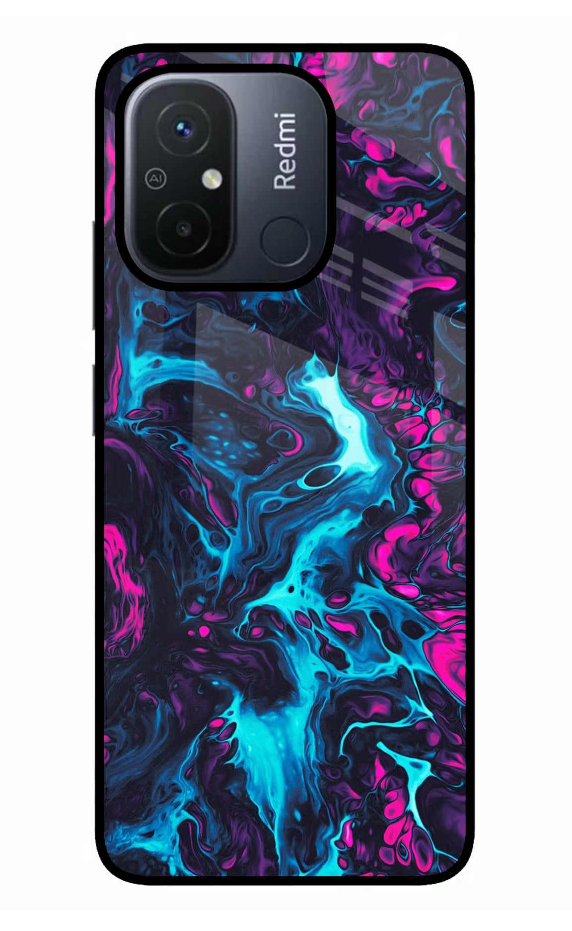 Abstract Redmi 12C Glass Case Back Cover by Casekaro