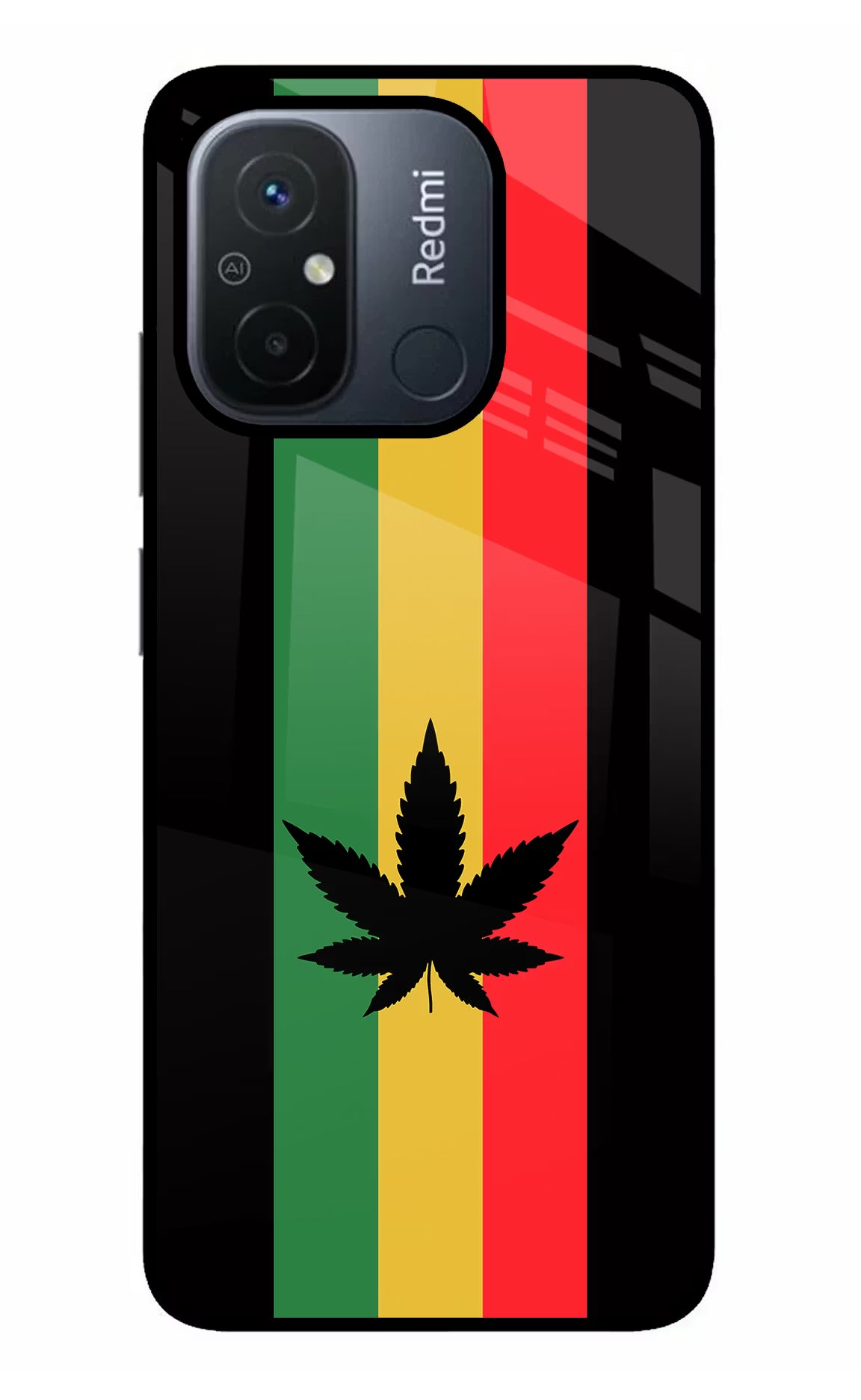 Weed Flag Redmi 12C Glass Case Back Cover by Casekaro