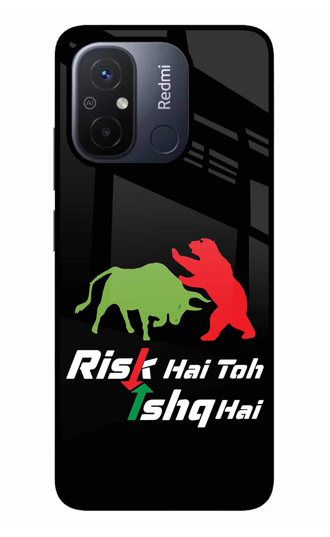 Risk Hai Toh Ishq Hai Redmi 12C Glass Case Back Cover by Casekaro