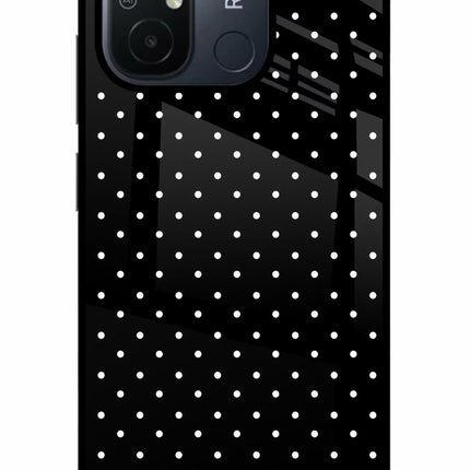 White Dots Redmi 12C Glass Case