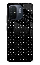 White Dots Redmi 12C Glass Case