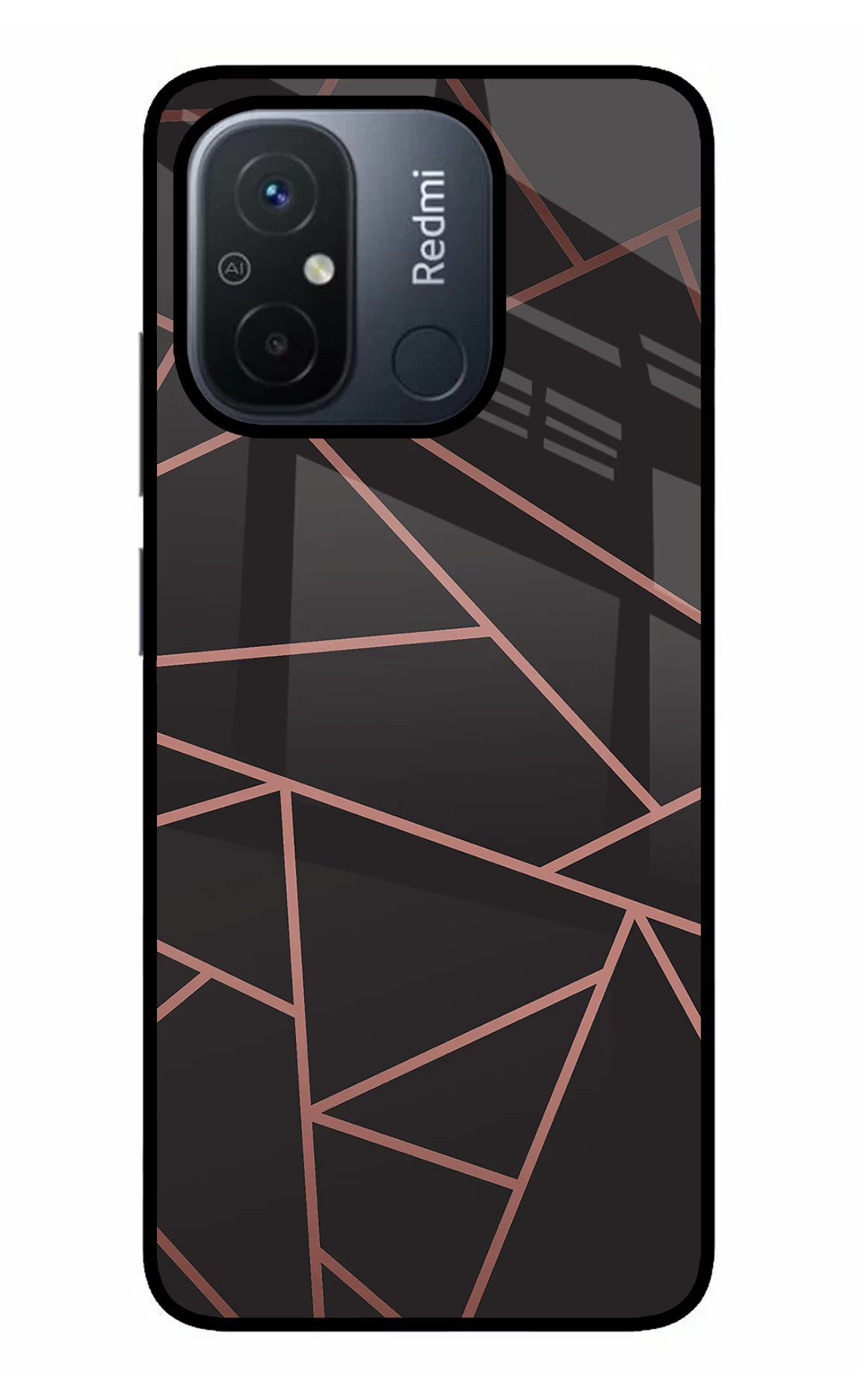 Geometric Pattern Redmi 12C Glass Case Back Cover by Casekaro