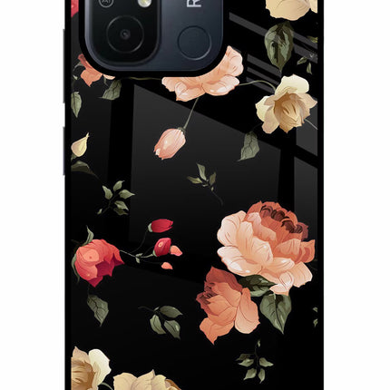 Flowers Redmi 12C Glass Case