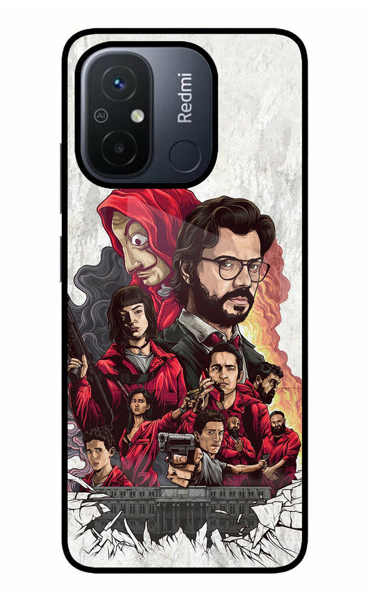 Money Heist Artwork Redmi 12C Glass Case