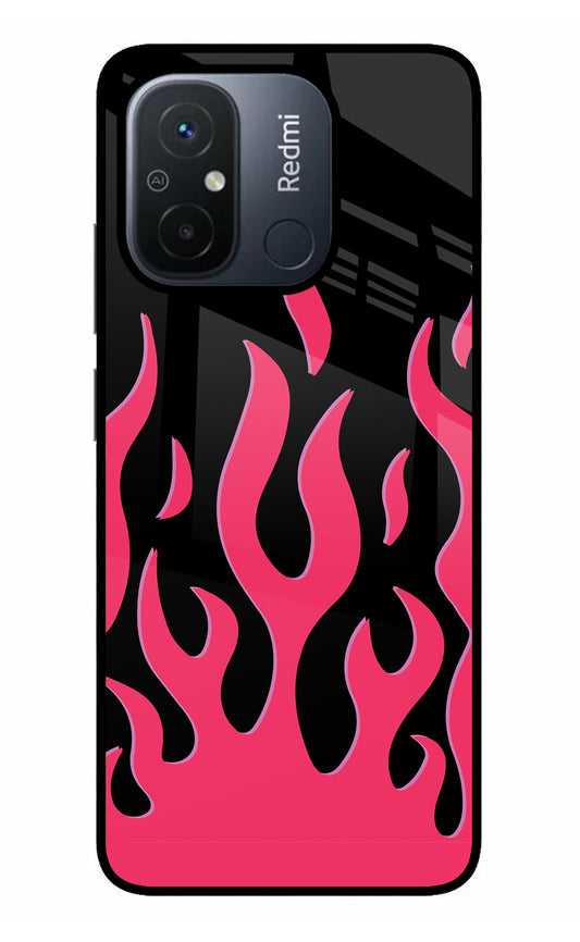 Fire Flames Redmi 12C Glass Case