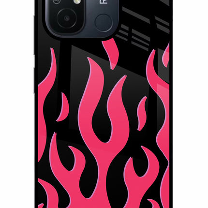 Fire Flames Redmi 12C Glass Case