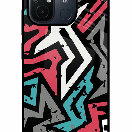 Geometric Graffiti Redmi 12C Glass Case