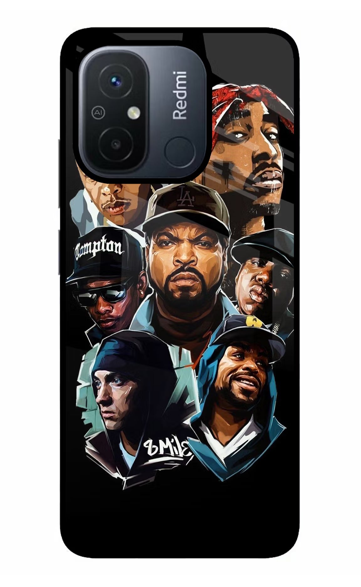 Rappers Redmi 12C Glass Case Back Cover by Casekaro