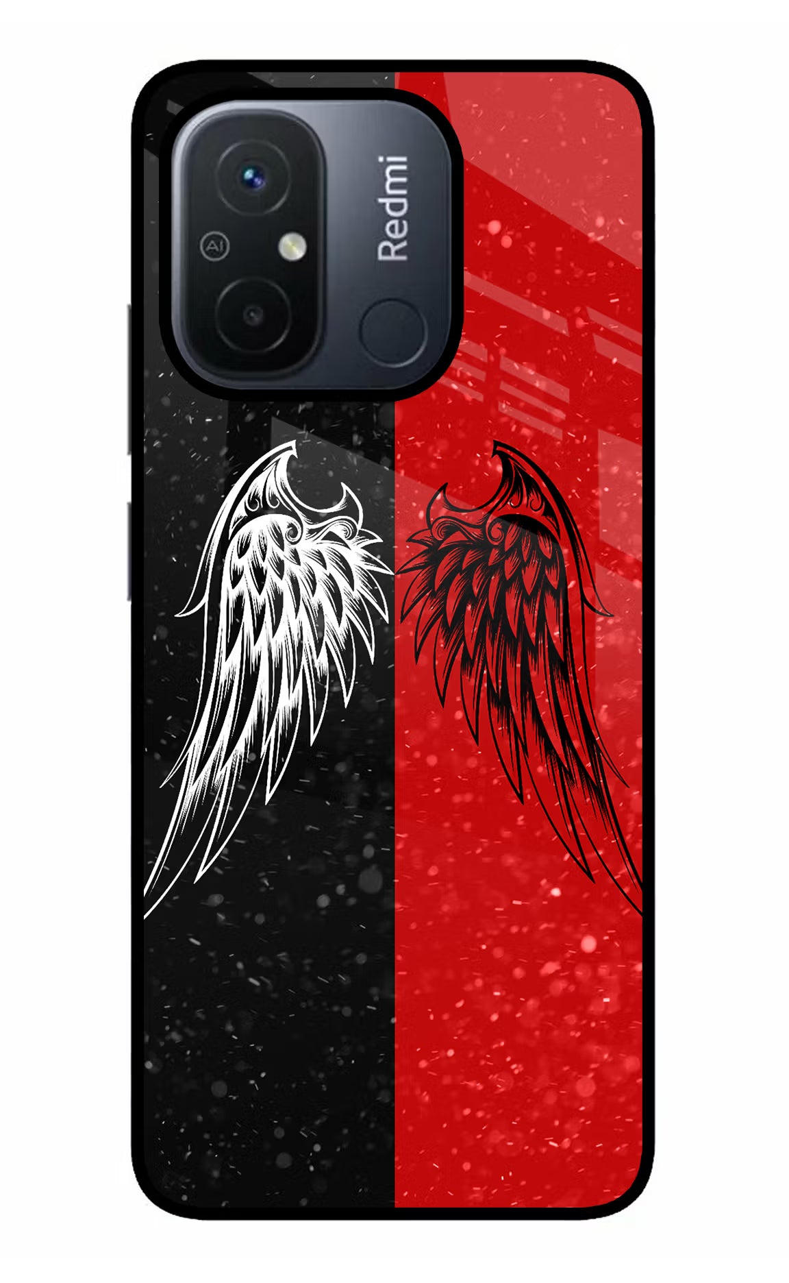 Wings Redmi 12C Glass Case Back Cover by Casekaro