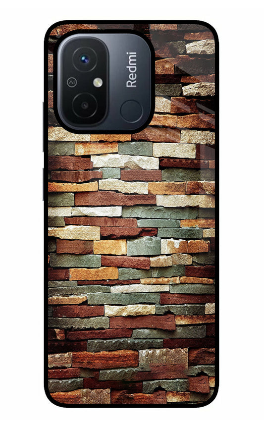 Bricks Pattern Redmi 12C Glass Case