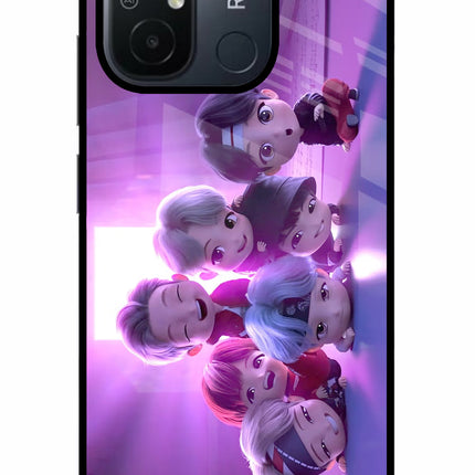 BTS Chibi Redmi 12C Glass Case